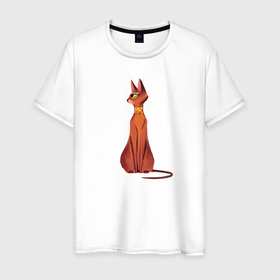 Мужская футболка хлопок с принтом Абиссинская кошка египетская в Новосибирске, 100% хлопок | прямой крой, круглый вырез горловины, длина до линии бедер, слегка спущенное плечо. | абиссинец | абиссинская кошка | абиссинская порода | египет | кот абиссинец | котенок абиссинец | кошка абиссинец | порода абиссинец