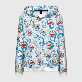 Мужская толстовка 3D на молнии с принтом Doraemon   pattern в Екатеринбурге, 100% полиэстер | длина до линии бедра, манжеты и пояс оформлены мягкой тканевой резинкой, двухслойный капюшон со шнурком для регулировки, спереди молния, по бокам два кармана | anime | cat | doraemon | japan | kitty | manga | аниме | анимэ | дораемон | дораэмон | кот | котенок | кошак | кошка | манга | нобита ноби | робот | япония