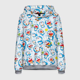 Мужская толстовка 3D с принтом Doraemon   pattern в Екатеринбурге, 100% полиэстер | двухслойный капюшон со шнурком для регулировки, мягкие манжеты на рукавах и по низу толстовки, спереди карман-кенгуру с мягким внутренним слоем. | anime | cat | doraemon | japan | kitty | manga | аниме | анимэ | дораемон | дораэмон | кот | котенок | кошак | кошка | манга | нобита ноби | робот | япония