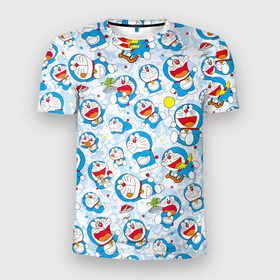 Мужская футболка 3D Slim с принтом Doraemon   pattern , 100% полиэстер с улучшенными характеристиками | приталенный силуэт, круглая горловина, широкие плечи, сужается к линии бедра | Тематика изображения на принте: anime | cat | doraemon | japan | kitty | manga | аниме | анимэ | дораемон | дораэмон | кот | котенок | кошак | кошка | манга | нобита ноби | робот | япония