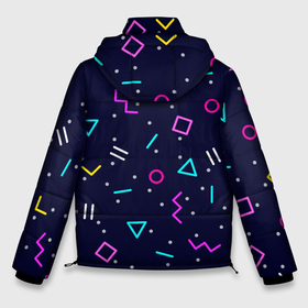 Мужская зимняя куртка 3D с принтом Neon geometric shapes в Белгороде, верх — 100% полиэстер; подкладка — 100% полиэстер; утеплитель — 100% полиэстер | длина ниже бедра, свободный силуэт Оверсайз. Есть воротник-стойка, отстегивающийся капюшон и ветрозащитная планка. 

Боковые карманы с листочкой на кнопках и внутренний карман на молнии. | Тематика изображения на принте: abstract | blue | circles | colorful | graphic | minimalism | pattern | retro | squares | te | triangle | vector | абстрактный | белый | вектор | графический | квадраты | красочный | круги | линии | минимализм | ретро | розовый | синий | текстура