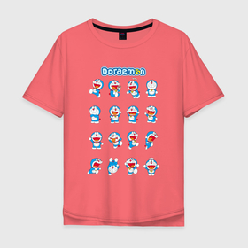 Мужская футболка хлопок Oversize с принтом Doraemon в Тюмени, 100% хлопок | свободный крой, круглый ворот, “спинка” длиннее передней части | Тематика изображения на принте: anime | cat | doraemon | japan | kitty | manga | аниме | анимэ | дораемон | дораэмон | кот | котенок | кошак | кошка | манга | нобита ноби | робот | япония