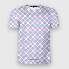 Мужская футболка 3D Slim с принтом Светлые голубые узоры в Екатеринбурге, 100% полиэстер с улучшенными характеристиками | приталенный силуэт, круглая горловина, широкие плечи, сужается к линии бедра | абстрактные | абстракция | геометрия | классика | классические | нейтральные | спокойные | узор | узоры