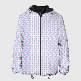 Мужская куртка 3D с принтом Голубые и розовые кирпичики в Новосибирске, ткань верха — 100% полиэстер, подклад — флис | прямой крой, подол и капюшон оформлены резинкой с фиксаторами, два кармана без застежек по бокам, один большой потайной карман на груди. Карман на груди застегивается на липучку | абстрактные | геометрия | классика | классические | нейтральные | спокойные | узор | узоры