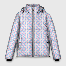 Мужская зимняя куртка 3D с принтом Голубые и розовые кирпичики в Тюмени, верх — 100% полиэстер; подкладка — 100% полиэстер; утеплитель — 100% полиэстер | длина ниже бедра, свободный силуэт Оверсайз. Есть воротник-стойка, отстегивающийся капюшон и ветрозащитная планка. 

Боковые карманы с листочкой на кнопках и внутренний карман на молнии. | абстрактные | геометрия | классика | классические | нейтральные | спокойные | узор | узоры
