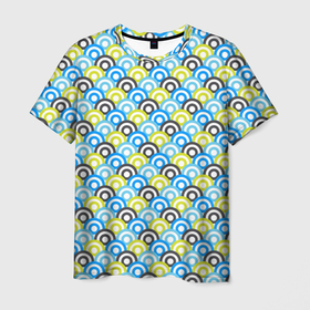 Мужская футболка 3D с принтом Кружочки разноцветные в Белгороде, 100% полиэфир | прямой крой, круглый вырез горловины, длина до линии бедер | Тематика изображения на принте: абстрактные | геометрия | классика | классические | нейтральные | спокойные | узор | узоры