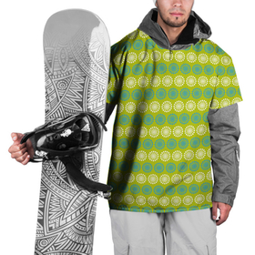 Накидка на куртку 3D с принтом Зеленые и белые кружки в Белгороде, 100% полиэстер |  | абстрактные | геометрия | классика | классические | нейтральные | спокойные | узор | узоры