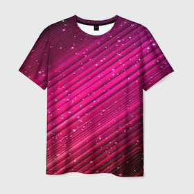 Мужская футболка 3D с принтом Cosmic Radiance в Курске, 100% полиэфир | прямой крой, круглый вырез горловины, длина до линии бедер | abstraction | black | bright | celestial | constellation | energy | galaxy | luminous | neo | sky | stars | surreal | universe | абстракция | вселенная | галактика | звезды | небесный | небо | неон | светящийся | созвездие | сюрреалистичный | черный | эне