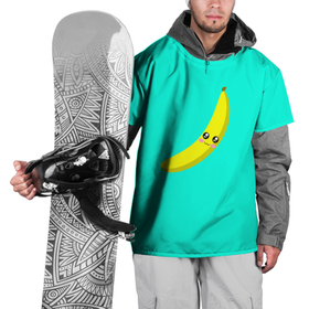Накидка на куртку 3D с принтом Я   банан в Тюмени, 100% полиэстер |  | банан | бананчик | бирюза | бирюзовый | желтый | тропики | я банан