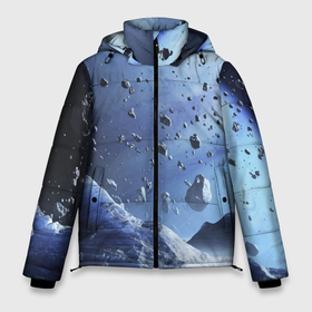 Мужская зимняя куртка 3D с принтом Космический пейзаж с ледяными скалами в Белгороде, верх — 100% полиэстер; подкладка — 100% полиэстер; утеплитель — 100% полиэстер | длина ниже бедра, свободный силуэт Оверсайз. Есть воротник-стойка, отстегивающийся капюшон и ветрозащитная планка. 

Боковые карманы с листочкой на кнопках и внутренний карман на молнии. | Тематика изображения на принте: ice | planet | rock | space | stones | камни | космос | лёд | планета | скала
