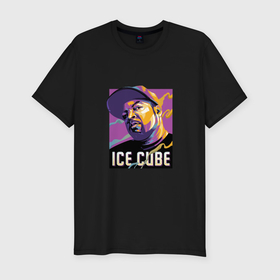 Мужская футболка хлопок Slim с принтом Ice Cube в Новосибирске, 92% хлопок, 8% лайкра | приталенный силуэт, круглый вырез ворота, длина до линии бедра, короткий рукав | 