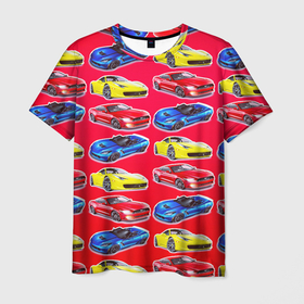 Мужская футболка 3D с принтом Спортивные машины в Новосибирске, 100% полиэфир | прямой крой, круглый вырез горловины, длина до линии бедер | авто | автомобили | гонки | машины | спорт | тачки | тюнинг