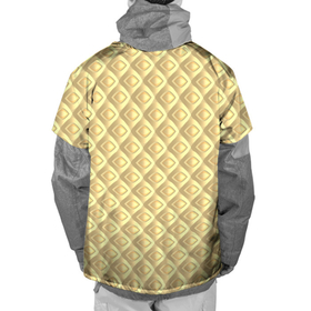 Накидка на куртку 3D с принтом Песочный паттерн из объемных ромбов в Екатеринбурге, 100% полиэстер |  | 3д | геометрия | диагональ | желтый | песочный | ромб | симметрия