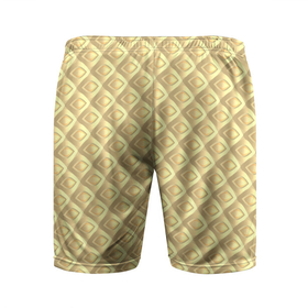 Мужские шорты спортивные с принтом Песочный паттерн из объемных ромбов ,  |  | 3д | геометрия | диагональ | желтый | песочный | ромб | симметрия