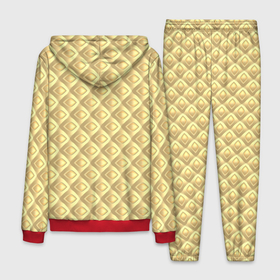 Мужской костюм 3D с принтом Песочный паттерн из объемных ромбов в Екатеринбурге, 100% полиэстер | Манжеты и пояс оформлены тканевой резинкой, двухслойный капюшон со шнурком для регулировки, карманы спереди | 3д | геометрия | диагональ | желтый | песочный | ромб | симметрия