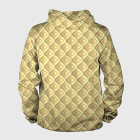Мужская ветровка 3D с принтом Песочный паттерн из объемных ромбов в Екатеринбурге, 100% полиэстер | подол и капюшон оформлены резинкой с фиксаторами, два кармана без застежек по бокам, один потайной карман на груди | 3д | геометрия | диагональ | желтый | песочный | ромб | симметрия
