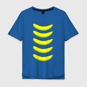 Мужская футболка хлопок Oversize с принтом Пять бананов в Санкт-Петербурге, 100% хлопок | свободный крой, круглый ворот, “спинка” длиннее передней части | Тематика изображения на принте: банан | бананы | желтый | паттерн | пять | смайл | узор | улыбка
