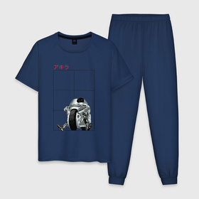 Мужская пижама хлопок с принтом Акира Мицуро на байке в Санкт-Петербурге, 100% хлопок | брюки и футболка прямого кроя, без карманов, на брюках мягкая резинка на поясе и по низу штанин
 | akira | anime | акира | аниме | киберпанк | мультфильм