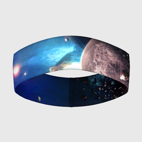 Повязка на голову 3D с принтом Космическое столкновение объектов в Кировске,  |  | cosmos | neon | planet | space | star | звезда | космос | неон | планета | пространство