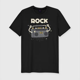 Мужская футболка хлопок Slim с принтом Рок Магнитофон в Новосибирске, 92% хлопок, 8% лайкра | приталенный силуэт, круглый вырез ворота, длина до линии бедра, короткий рукав | death metal | heavy | heavymetal | indi | indirock | metal | music | rock | rock n roll | roll | дэт метал | дэтметал | инди | индирок | ле | метал | музыка | рок | рок н ролл | ролл | хеви | хеви метал | хевиметал