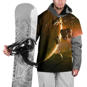 Накидка на куртку 3D с принтом Две планеты в космическом пространстве в Екатеринбурге, 100% полиэстер |  | cosmos | meteorite | planet | space | звезда | космос | метеорит | планета | пространство