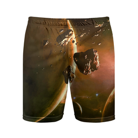 Мужские шорты спортивные с принтом Две планеты в космическом пространстве ,  |  | cosmos | meteorite | planet | space | звезда | космос | метеорит | планета | пространство