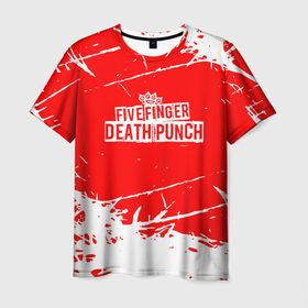 Мужская футболка 3D с принтом Five Finger Death Punch   metal в Белгороде, 100% полиэфир | прямой крой, круглый вырез горловины, длина до линии бедер | 5fdp | 5фдп | five finger death punch | metal | music | skeleton | sounds | метал | музыка | рок | череп