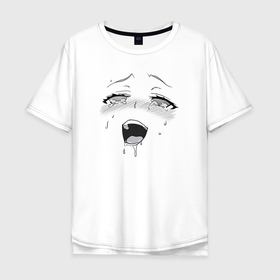 Мужская футболка хлопок Oversize с принтом Ахегао кайф в Курске, 100% хлопок | свободный крой, круглый ворот, “спинка” длиннее передней части | Тематика изображения на принте: 