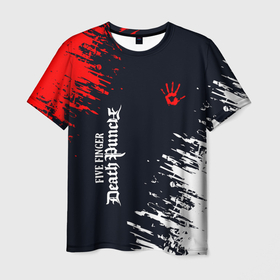 Мужская футболка 3D с принтом Five Finger Death Punch   краска в Белгороде, 100% полиэфир | прямой крой, круглый вырез горловины, длина до линии бедер | Тематика изображения на принте: 5fdp | 5фдп | five finger death punch | metal | music | skeleton | sounds | метал | музыка | рок | череп
