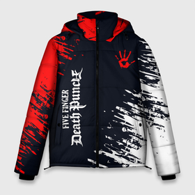 Мужская зимняя куртка 3D с принтом Five Finger Death Punch   краска в Кировске, верх — 100% полиэстер; подкладка — 100% полиэстер; утеплитель — 100% полиэстер | длина ниже бедра, свободный силуэт Оверсайз. Есть воротник-стойка, отстегивающийся капюшон и ветрозащитная планка. 

Боковые карманы с листочкой на кнопках и внутренний карман на молнии. | 5fdp | 5фдп | five finger death punch | metal | music | skeleton | sounds | метал | музыка | рок | череп