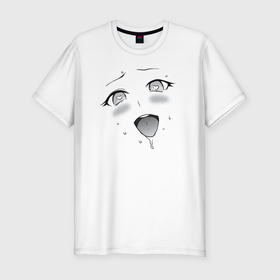 Мужская футболка хлопок Slim с принтом Ахегао сердечки в Белгороде, 92% хлопок, 8% лайкра | приталенный силуэт, круглый вырез ворота, длина до линии бедра, короткий рукав | 