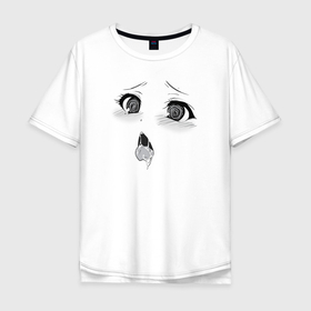Мужская футболка хлопок Oversize с принтом Смешное ахегао в Курске, 100% хлопок | свободный крой, круглый ворот, “спинка” длиннее передней части | Тематика изображения на принте: 