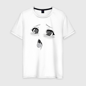 Мужская футболка хлопок с принтом Смешное ахегао в Санкт-Петербурге, 100% хлопок | прямой крой, круглый вырез горловины, длина до линии бедер, слегка спущенное плечо. | Тематика изображения на принте: 