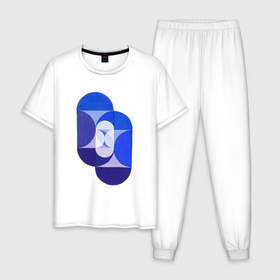 Мужская пижама хлопок с принтом Key Blue в Петрозаводске, 100% хлопок | брюки и футболка прямого кроя, без карманов, на брюках мягкая резинка на поясе и по низу штанин
 | абстракция | винтаж | геометрия | культура | минимализм | паттерн | синий | текстура