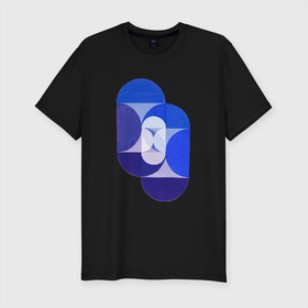 Мужская футболка хлопок Slim с принтом Key Blue в Санкт-Петербурге, 92% хлопок, 8% лайкра | приталенный силуэт, круглый вырез ворота, длина до линии бедра, короткий рукав | абстракция | винтаж | геометрия | культура | минимализм | паттерн | синий | текстура