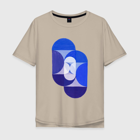 Мужская футболка хлопок Oversize с принтом Key Blue в Белгороде, 100% хлопок | свободный крой, круглый ворот, “спинка” длиннее передней части | Тематика изображения на принте: абстракция | винтаж | геометрия | культура | минимализм | паттерн | синий | текстура