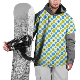 Накидка на куртку 3D с принтом Зеленые и синие цветочки в Тюмени, 100% полиэстер |  | абстрактные | геометрия | классика | классические | нейтральные | спокойные | узор | узоры