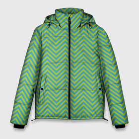 Мужская зимняя куртка 3D с принтом Зеленые зигзаги в Екатеринбурге, верх — 100% полиэстер; подкладка — 100% полиэстер; утеплитель — 100% полиэстер | длина ниже бедра, свободный силуэт Оверсайз. Есть воротник-стойка, отстегивающийся капюшон и ветрозащитная планка. 

Боковые карманы с листочкой на кнопках и внутренний карман на молнии. | Тематика изображения на принте: абстрактные | геометрия | классика | классические | нейтральные | спокойные | узор | узоры