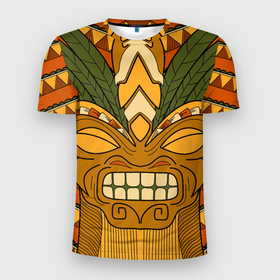 Мужская футболка 3D Slim с принтом Polynesian tiki ANGRY в Петрозаводске, 100% полиэстер с улучшенными характеристиками | приталенный силуэт, круглая горловина, широкие плечи, сужается к линии бедра | africa | bora bora | fiji | hawaii | island | nature | ocean | polynesia | samoa | tahiti | tiki | африка | гаваи | дикие племена | истукан | лето | орнамент | острова | племя | пляж | полинезия | серфинг | тики | тропики | туризм | этнический