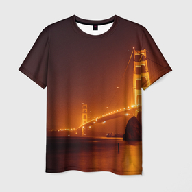 Мужская футболка 3D с принтом Неоновый ночной длинный мост   Оранжевый в Тюмени, 100% полиэфир | прямой крой, круглый вырез горловины, длина до линии бедер | abstraction | art | artwork | bridge | city | colorful | colors | dark | darkness | graphics | neon | patterns | surrealism | sweethuman | sweethumen | абстракция | арт | город | графика | искусство | мост | неон | разноцветный | сюрреализм | темнота | ть