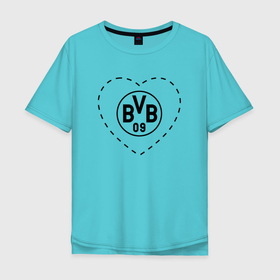 Мужская футболка хлопок Oversize с принтом Лого Borussia в сердечке в Курске, 100% хлопок | свободный крой, круглый ворот, “спинка” длиннее передней части | 