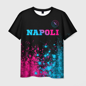 Мужская футболка 3D с принтом Napoli Neon Gradient в Петрозаводске, 100% полиэфир | прямой крой, круглый вырез горловины, длина до линии бедер | club | football | logo | napoli | градиент | клуб | краска | краски | лого | мяч | наполи | неон | символ | спорт | футбол | футболист | футболисты | футбольный