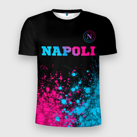 Мужская футболка 3D Slim с принтом Napoli Neon Gradient в Петрозаводске, 100% полиэстер с улучшенными характеристиками | приталенный силуэт, круглая горловина, широкие плечи, сужается к линии бедра | club | football | logo | napoli | градиент | клуб | краска | краски | лого | мяч | наполи | неон | символ | спорт | футбол | футболист | футболисты | футбольный