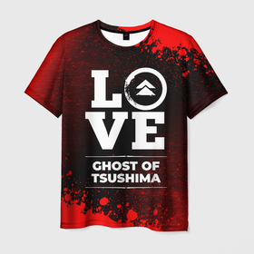 Мужская футболка 3D с принтом Ghost of Tsushima Love Классика , 100% полиэфир | прямой крой, круглый вырез горловины, длина до линии бедер | 
