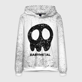 Мужская толстовка 3D с принтом Babymetal с потертостями на светлом фоне в городе Новоалтайск, 100% полиэстер | двухслойный капюшон со шнурком для регулировки, мягкие манжеты на рукавах и по низу толстовки, спереди карман-кенгуру с мягким внутренним слоем. | 