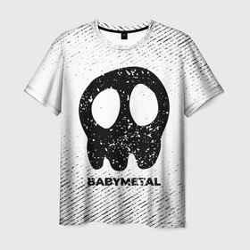 Мужская футболка 3D с принтом Babymetal с потертостями на светлом фоне в Курске, 100% полиэфир | прямой крой, круглый вырез горловины, длина до линии бедер | 