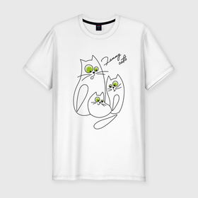Мужская футболка хлопок Slim с принтом Смешные кошки , 92% хлопок, 8% лайкра | приталенный силуэт, круглый вырез ворота, длина до линии бедра, короткий рукав | cat | котенок | котики | коты | кошки