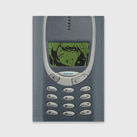 Обложка для паспорта матовая кожа с принтом Кнопочный телефон Ахегао в Петрозаводске, натуральная матовая кожа | размер 19,3 х 13,7 см; прозрачные пластиковые крепления | 
