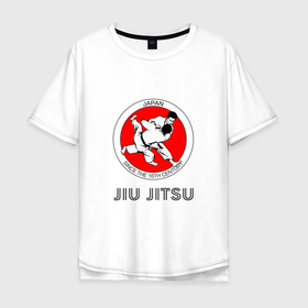 Мужская футболка хлопок Oversize с принтом Jiu Jitsu: since 16 century в Санкт-Петербурге, 100% хлопок | свободный крой, круглый ворот, “спинка” длиннее передней части | белый | боевые искусства | желтый | спорт | япония