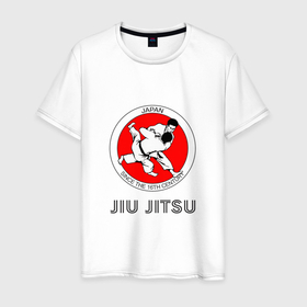 Мужская футболка хлопок с принтом Jiu Jitsu: since 16 century , 100% хлопок | прямой крой, круглый вырез горловины, длина до линии бедер, слегка спущенное плечо. | белый | боевые искусства | желтый | спорт | япония